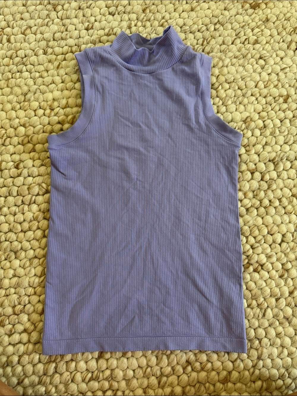 Athleta Ribbed Sleeveless Mock Neck Tank - Lavender
